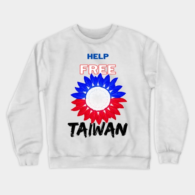 Help Free Taiwan - Red & Blue sunflower of hope Crewneck Sweatshirt by Trippy Critters